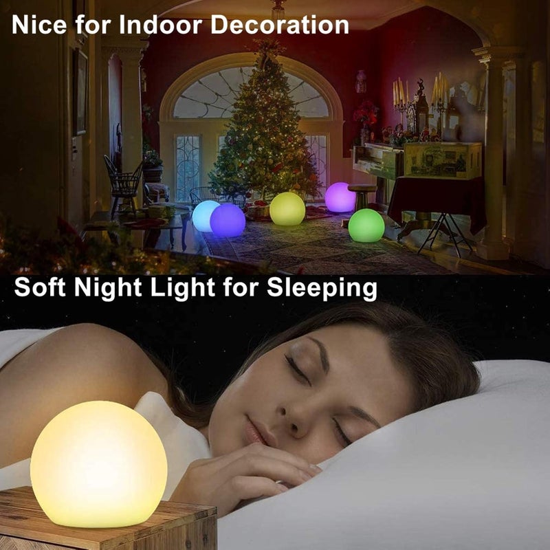 Borelor LED Ball Light, 8-Inch Rechargeable & Remote Control Globe Lights 16 RGB Colors Changing Indoor/Outdoor Night Light for Home/Party/Lawn/Desk Decoration - Image 4